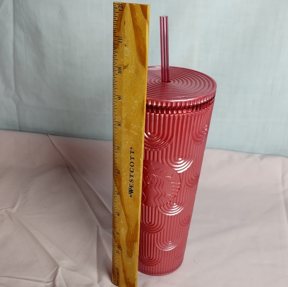 Starbucks 2023 Fall Pink Shimmer Shell Mermaid Scales Cold Cup Tumbler 24 oz - Picture 7 of 11